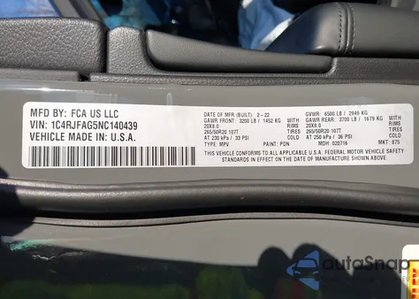 2022 Jeep Grand Cherokee Wk Laredo X 4X4 from USA, damaged, VIN 1C4RJFAG5NC140439